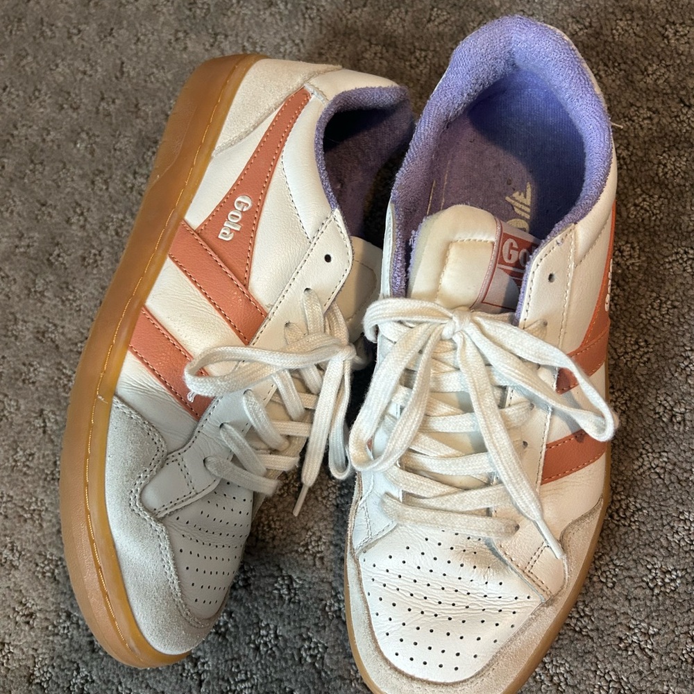 Gola White and Tan Sneakers Size 8, VGUC